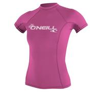 O'Neill Womens Basic Skins Short Sleeve Crew Rash Vest Top FOX PINK - UV Sun Protection and SPF Properties