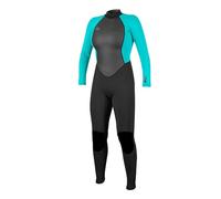 O'Neill Women's Reactor-2 3/2mm Back Zip Full Wetsuit, Black/Aqua, 14