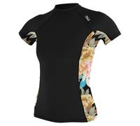 O'NEILL Women's Side Print Short Sleeve Rash Guard Shirt, Black/Mikah Floral, Medium