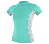 O'Neill Womens Side Print Short Sleeve Rash Vest Top - Opal Mirage Tropical - UV Sun Protection and SPF Properties