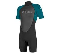 O'Neill Youth Reactor-2 Short Sleeve Wetsuit with 2mm Back Zip, Lightweight Warmth and Flexibility for All Water Activities, Black/Tide Pool, Size 14