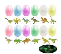 ONEINHE 12 Pcs 2.36" Easter Eggs Prefilled with 12Pcs Glow in The Dark Dinosaur, Plastic Macaron Easter Egg for Easter Egg Hunt, Basket Stuffers, Easter Party Favor, Classroom Prize Supplies