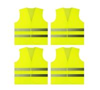 ONEINHE 4 Pcs Hi Vis Vests, Safety Vests with 2 Reflective Strips, Reflective High Visibility Vests for Traffic Work, Outdoor Running Walking, Surveyor and Motor Bicycle Drivers