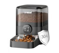 oneisall 3L Automatic Cat Feeder with 304 Stainless Steel Bowl, Cat Food Dispenser Automatic with Timer, Timed Dry Food Auto Feeders for Cats Dogs, Double Lock 1-6 Meals