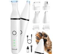 oneisall 4 in 1 silent dog cat clipper complete set, dog clipper & paw clipper & rechargeable nail sander with 4 multifunctional cutting heads for the whole body