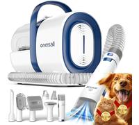 oneisall Dog Cat Grooming Kit with Vacuum,Dog Clippers Paw Trimmer Nail Grinder,12000Pa Powerful Suction 99% Pet Hair,Self Cleaning Dog Brushes for Thick Short Long Hair with 7 Tools for Shedding