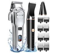oneisall Dog Clippers & Paw Trimmer 2 in 1 Grooming Kit, Dog Clippers Professional for Thick Hair with Stainless Steel Blade, IPX7 Waterproof Cordless Pet Shaver