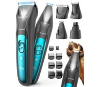 oneisall Dog Clippers & Paw Trimmer 4 in 1 Grooming Kit, Dog Grooming Clippers with LED Light for Full-Body Grooming, Cordless Silent Pet Shaver for Dogs Cats
