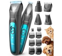 oneisall Dog Clippers&Paw Trimmer 4 in 1 Grooming Kit for Full-Body | 7000RPM, LED Light, 4.6cm Wide Blade, Silent 50dB, 2000mAh, Cordless, 8 Guide Combs, Nail Grinder for Dogs Cats
