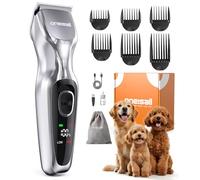 oneisall Dog Hair Clippers for Grooming Thick Hair, Low Noise Dog Razor with Removable Metal Blades for Home Grooming, Silver