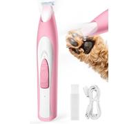 oneisall Dog Paw Trimmer with LED Light, Low Noise Dog Clippers Grooming Kit,20 mm Widen Blade, Cordless Pet Clippers Shaver for Dogs Cats Paws, Eyes, Ears, Face(Pink)