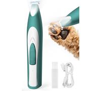 oneisall Dog Paw Trimmer with LED Light, Low Noise Dog Clippers Grooming Kit,20 mm Widen Blade, Cordless Pet Clippers Shaver for Dogs Cats Paws, Eyes, Ears, Face(Green)