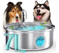 oneisall Dog Water Fountain, 7L Quiet Stainless Steel Dog Water Fountain with Visual Water Level.4-Layer Filtration for Large Medium Small Breed Dogs Pets