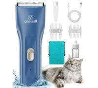 oneisall Pet Clipper for Cat Matted Hair, Pet Shaver for Cats Quiet Pet Clippers Waterproof Cordless Cat Clippers for Matted Hair Long Hair with Storage Bag (Blue)