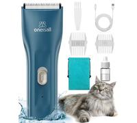 oneisall Pet Clipper for Cat Matted Hair, Pet Shaver for Cats Quiet Pet Clippers Waterproof Cordless Cat Clippers for Matted Hair Long Hair with Storage Bag (Green)