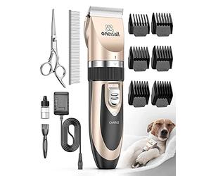 oneisall Pet Grooming Clipper Kits Low noise Dog and Cat Rechargeable Cordless Electric Queit Clippers Set