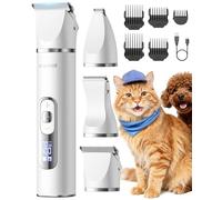oneisall Quiet Cat Clippers for Matted Fur, Cat Grooming Kit 3 in1 with LCD Display, 3 Speed, Cordless Cat Paw Trimmer, IPX7 Waterproof Pet Clippers for Paw/Butt/Back/Face/Ear