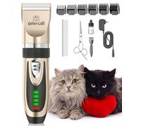 oneisall Cat Grooming Clippers for Matted Hair, 2-Speed Cordless Low Noise Pet Hair Clipper Trimmer for Dogs Cats Animals (Gold)