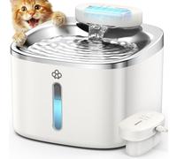 oneisall Wireless Cat Water Fountain,3.5L Stainless Steel Cat Fountain Dishwasher Safe,Quiet 5000mAh Cordless Battery Operated Pet Water Fountain,Pet Drinking Fountain with Motion Sensor(Hale 3.5L)