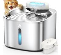 oneisall Wireless Cat Water Fountain,3.5L Stainless Steel Cat Fountain Dishwasher Safe,Quiet 5000mAh Cordless Battery Operated Pet Water Fountain,Pet Drinking Fountain with Motion Sensor