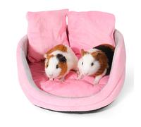 ONEJU Guinea Pig Couch - Guinea Pig Bed, Removable Cushioned Pillow, Round Cuddle Cup Shape, Pure Pink and Gray, Ideal Bed for Small Pets