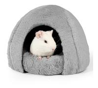 ONEJU Guinea Pig Hideout - Fluffy Separable Small Pet Bed with Snap Fastener, Cuddler-style Guinea Pig Bed with Round Shape Surrounds, Igloo Shape, Grey
