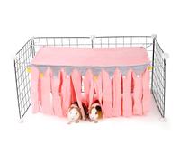 ONEJU Guinea Pig Hideout - Guinea Pig Corner Hideout, Four-sided Fringes, Rectangular Top and Washable Hides, Suitable Hides for Guinea Pigs and Rabbit, No Metal Fences, Pink