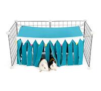 ONEJU Guinea Pig Hideout - Guinea Pig Corner Hideout, Four-sided Fringes, Rectangular Top and Washable Hides, Suitable Hides for Guinea Pigs and Rabbit, No Metal Fences, Blue