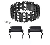ONELANKS Stainless Tool Bracelet for Men Compatible for LEATHERMAN TREAD and Watch Band 29 in 1 Survival Hiking Camping Travel Friendly Multitools Wearable Bracelet （Black）