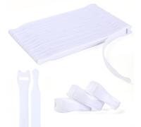 OneLeaf 110PCS Reusable Cable Ties, Adjustable 8 × 1/2" Cord Organiser Ties, Multi-Purpose Hook Loop Cable Management Wire Ties for Organising Home, Office, Data Centers, White