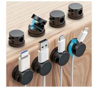 OneLeaf 8 Pack 360° Rotatable Strong Magnetic Cable Clips Cord Holder for Nightstand, Spring Cable Holder Clips, Cord Cable Management, Wire Holder Organiser for Home/Office/Car/Game Station (Black)