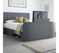 Onelife Seal Grey Upholstered Tv Ottoman Double Bed Frame