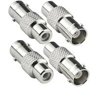 onelinkmore BNC Female to RCA Female Coupler 4-Pack, BNC RCA Coupler Adapter Copper Converter Connector for Laboratory Bench and RF Antenna Systems