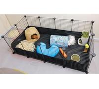 Oneluck Guinea Pig Cages for 2, with Waterproof Plastic Bottom Liner, 8 Square Feet Small Animal House,Hutch Indoor Habitat Cage,Playpen for Small Pet, Bunny, Turtle