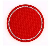 ONEMAJI 2 Pcs Car Cup Holders for Volvo XC40 2019-2022, Bling Cup Coaster Crystal Rhinestone Insert Mat Anti-Slip Pad Interior Accessories,Red