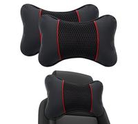 ONEMAJI 2 Pcs Car Neck Pillows for Driving Seat for Honda Jazz IV Hatchback 2020-2024, Car Seat Head Support Car Headrest Pillow for Driving,Black-Red