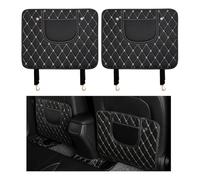 ONEMAJI 2Pcs Kick Mats for Fiat 500L Living 7 Seats 2013-2021, Car Seat Back Protector Waterproof Anti-Mud Scuff Guard Backseat Interior Styling Accessory,Black-Beige