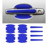 ONEMAJI 8 Pcs Car Door Handle Cup Scratch Protectors for Audi Q3 Sportback 2019 2020 2021 2022 2023 2024, Carbon Fibre Exterior Side Mouldings Auto Decal Accessories,Blue