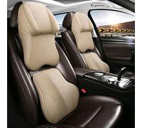 ONEMAJI Car Headrest and Lumbar Support Cushion Set for Lotus Eletre 2022 2023 2024 Memory Foam Neck Pillow Back Rest Breathable Perforated Leather,Beige