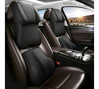 ONEMAJI Car Headrest and Lumbar Support Cushion Set for Lotus EMEYA 2026 Memory Foam Neck Pillow Back Rest Breathable Perforated Leather,Black