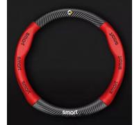 ONEMAJI Car Steering Wheel Cover for Smart ForFour 2 (II) W453 I 2014-2021, Leather Steering Wheel Protector Anti-Slip Breathable Grip Protector Car Interior Accessory,Red