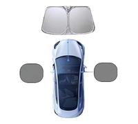 ONEMAJI Front Windshield Sunshade for Vauxhall Mokka X 2018-2021, Titanium Silver UV Ray Reflector Interior Heat Blocker Foldable Sun Visor Shield,Front+2Side Screen Mesh-145 * 80cm