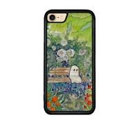 Onemiliayears Green Cute Ghost Flower Watercolor Botanical Phone Case, Spooky Sad Ghost Garden Halloween Aesthetic Phone Case for iPhone 7/8/Se for Teen Girls and Boys, Women and Men（iPhone-7/8/Se）