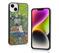 Onemiliayears Green Cute Ghost Flower Watercolor Botanical Phone Case, Spooky Sad Ghost Garden Halloween Aesthetic Phone Case for iPhone 14 Plus for Teen Girls and Boys, Women and Men（iPhone-14 Plus