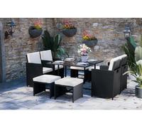 Onemill 9 Pieces Rattan Garden Furniture Set With 1 Rattan Dining Table And 4 Rattan Chairs