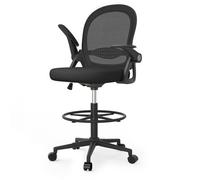 Onemill Tall Office Chair With Flip-Up Armrests, Adjustable Footrest, And Swivel For Home Office-Black