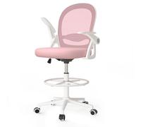 Onemill Tall Office Chair With Flip-Up Armrests, Adjustable Footrest, And Swivel For Home Office-Pink