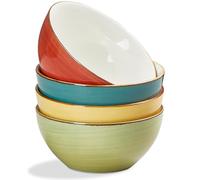ONEMORE 16 oz Cereal Bowls Set of 4 Soup Bowls Ceramic for Kitchen - Dishwasher and Microwave Safe - Colorful Bowl Set for Oatmeal Salad Pasta Fruits, 5.5 inch, Assorted Colors
