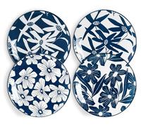 ONEMORE Dinner Plates Set of 4, 8.5 Inch Porcelain Plates, Blue Salad Dessert Plates, Microwave & Dishwasher Safe Scratch Resistant Small Serving Dish Plates