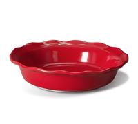 ONEMORE Pie Pan, 10 inch Deep Dish Chicken Pot Pie Pans for Baking 40 oz Ceramic Pie Dish Round Tart Pan Large Oven Safe Pie Plate with Ruffled Edge for Quiche Pizza Dessert - Red